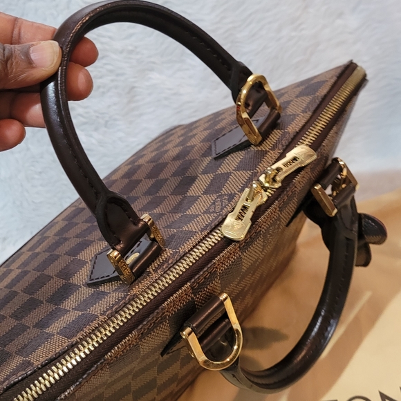 Authentic Louis Vuitton Damier Ebene Coated Canvas Leather Alma PM Satchel Bag - Picture 12 of 16